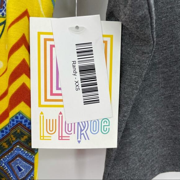 Lularoe Randy Womens Baseball Tee Raglan T Shirt Abstract Geometric Yellow XXS - Picture 5 of 11